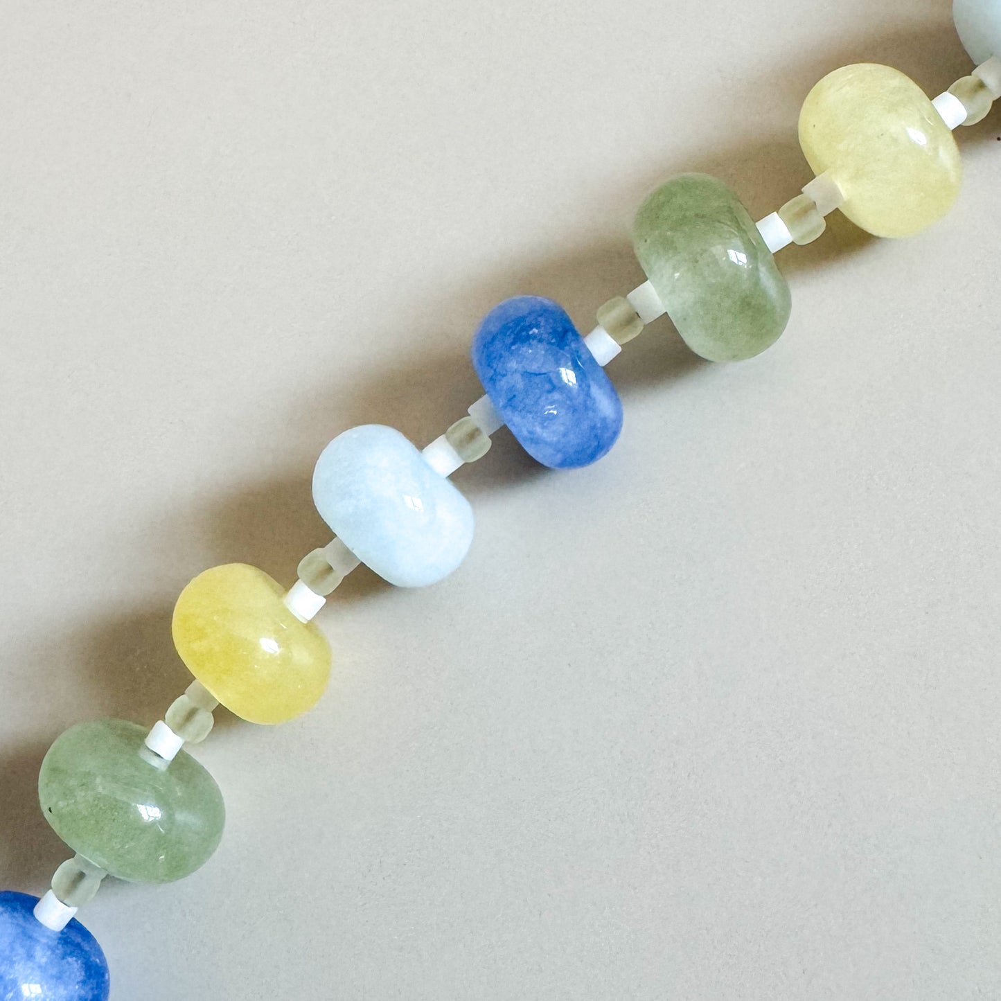 28" Jade and Agate Lanyard | Ocean Sunrise