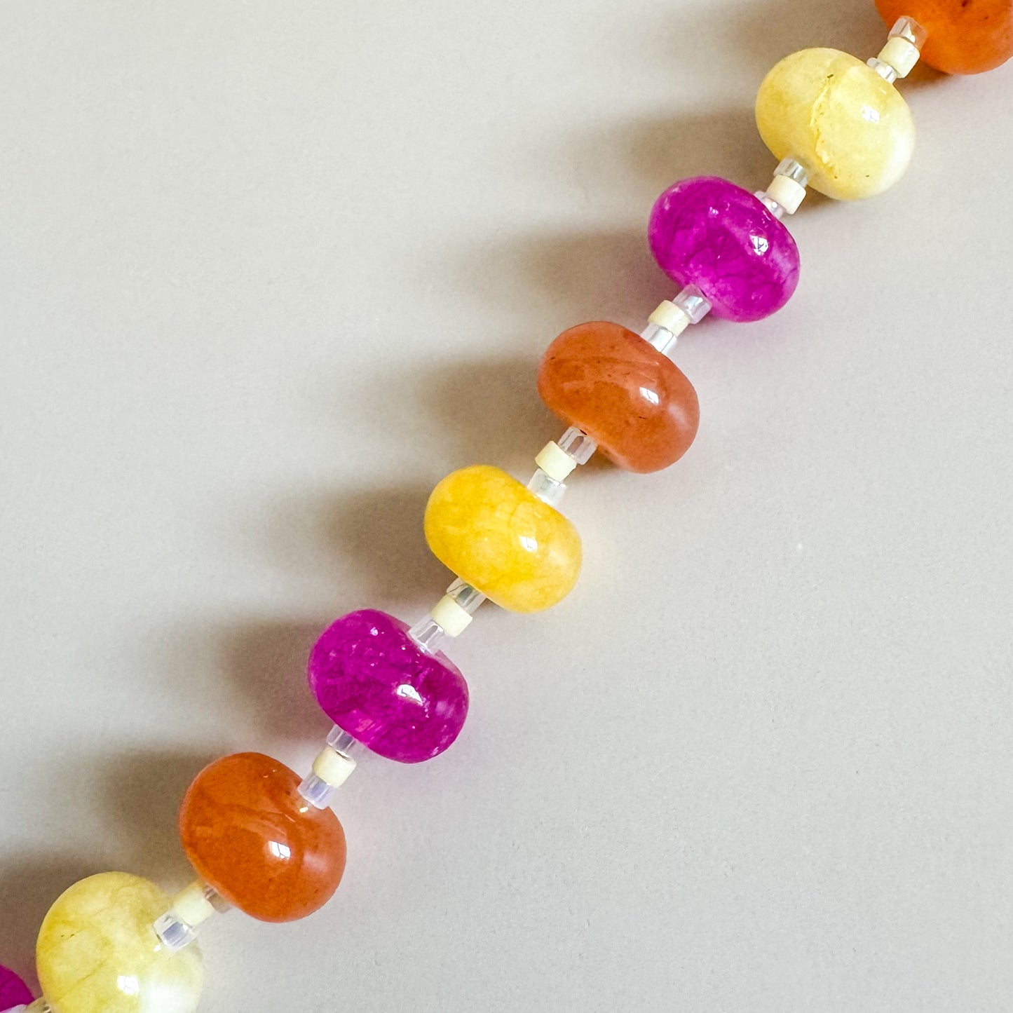 28" Jade and Agate Lanyard | Sunset