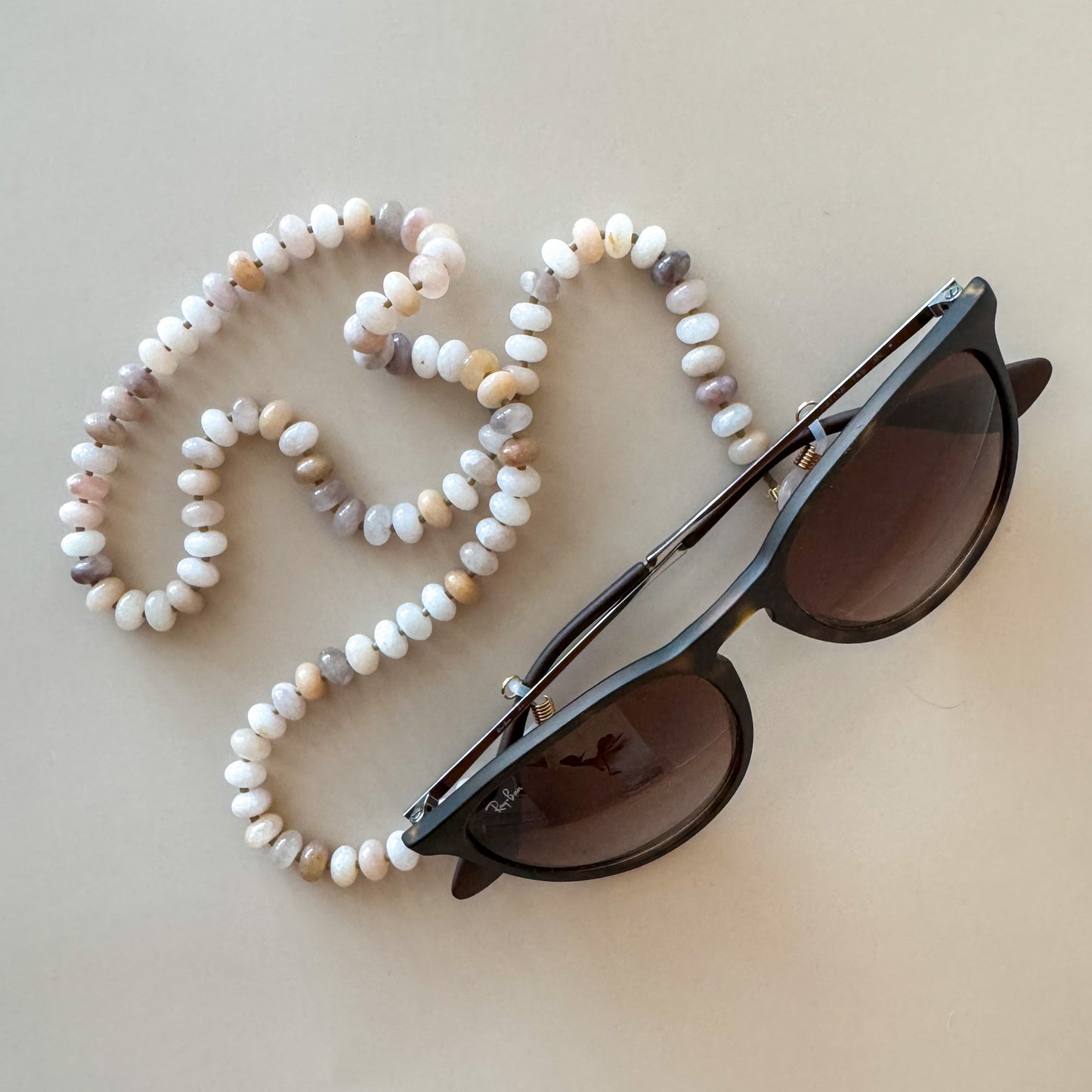 28" Jade and Agate Lanyard | Ocean Sunrise