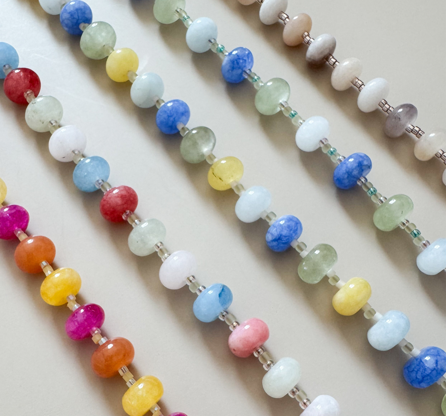 28" Jade and Agate Lanyard | Sorbet