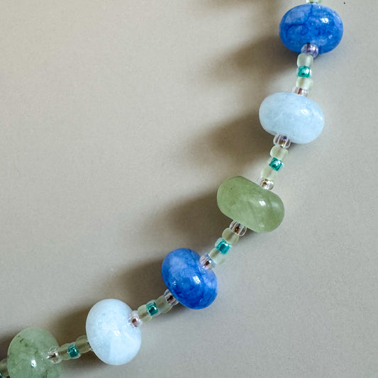 28" Jade and Agate Lanyard | Sea Glass